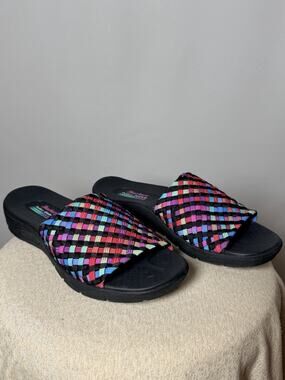 Skechers Outdoor Lifestyle Women's Woven Strap Slide Sandals Black US 9